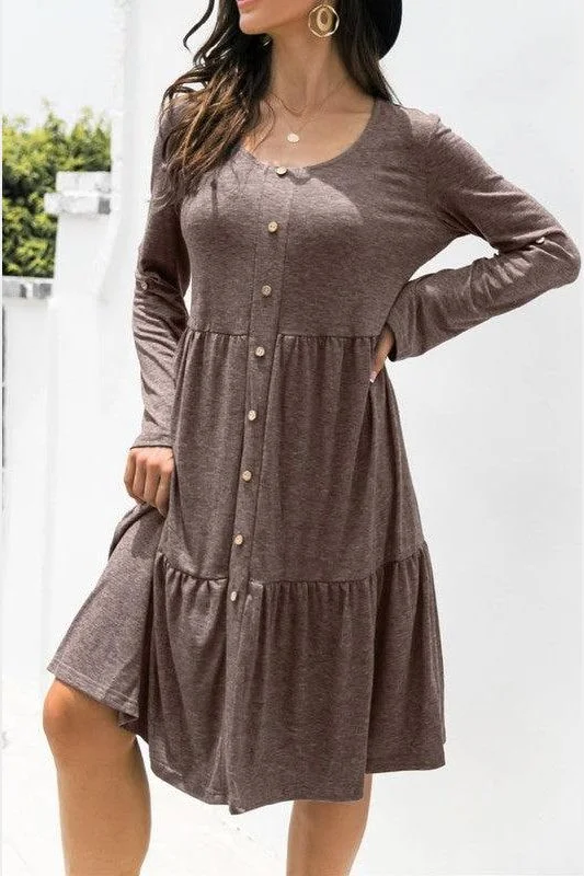 LOOSE CASUAL BUTTON DRESS