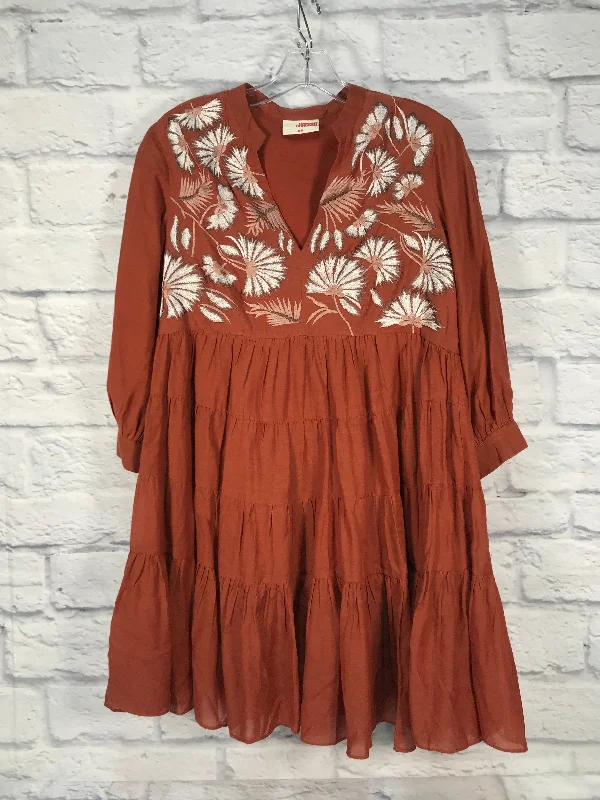 Dress Casual Short By Anthropologie In Brown & White, Size: Xs