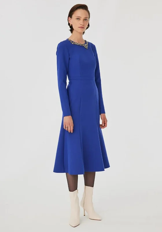 Exquise Fishtail Silhouette Dress, Indigo Blue