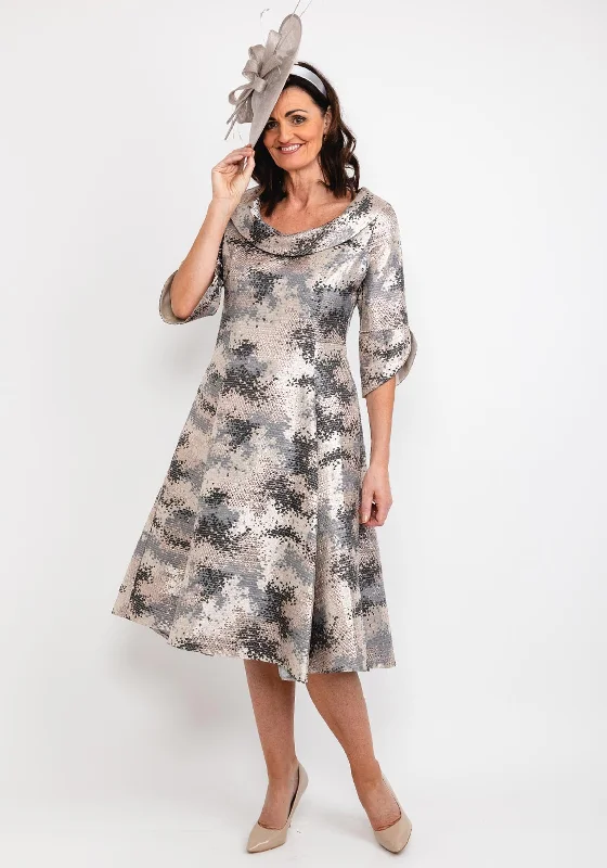 Lizabella Dress, Bronze & Grey Multi