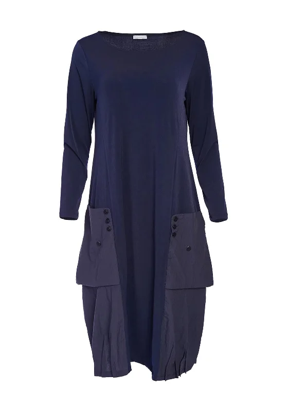 Naya Jersey Contrast Pocket Hem Dress, Navy
