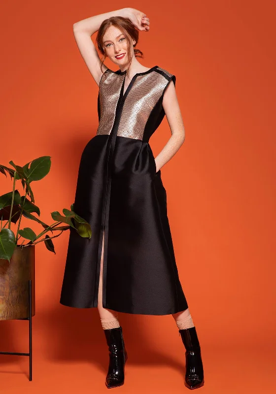 Sisters by Caroline Kilkenny Jenny Dress, Black & Gold