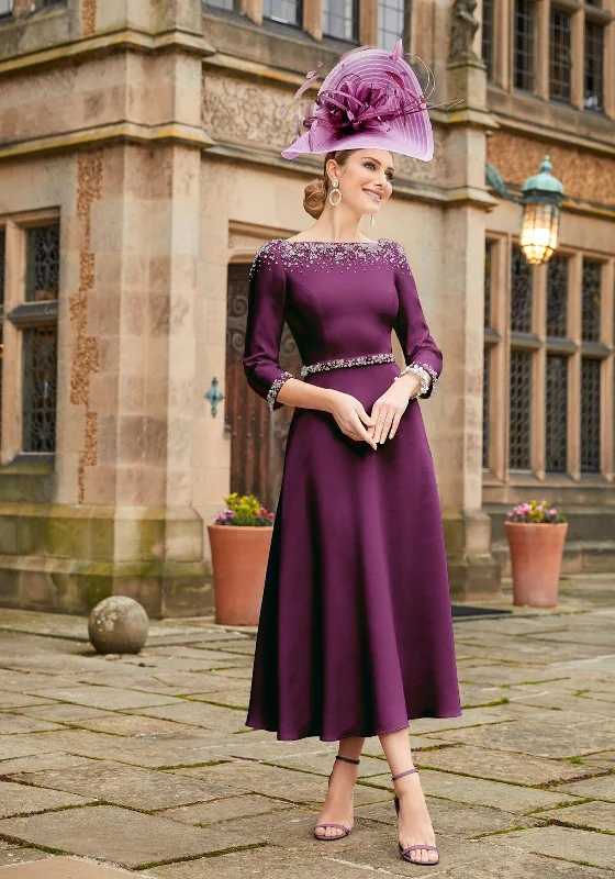 Veni Infantino Beaded Crepe Dress, Aubergine