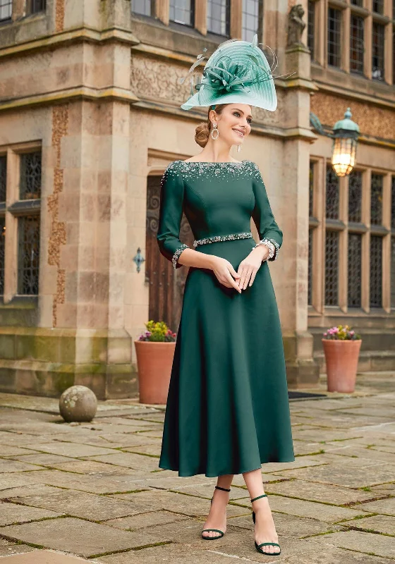 Veni Infantino Beaded Crepe Dress, Forest Green