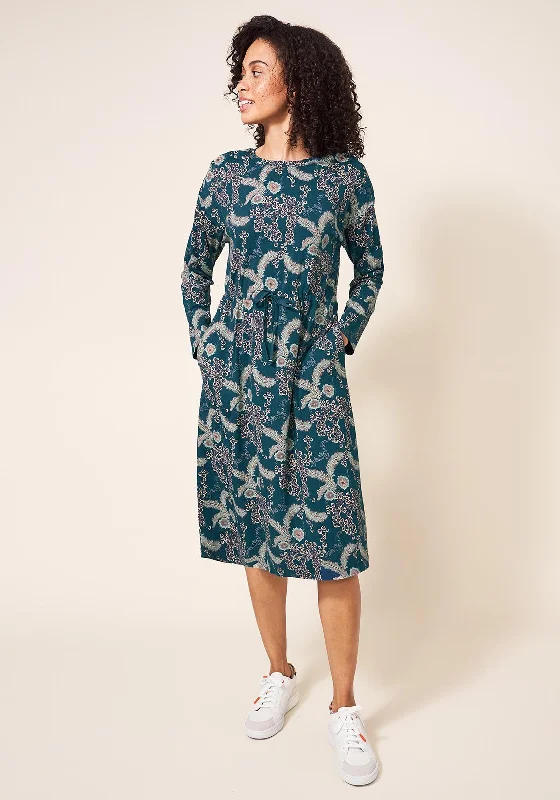 White Stuff Poppy Print Jersey Dress, Teal Multi