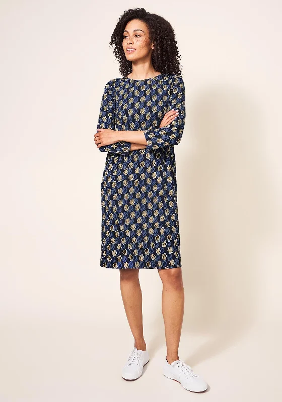 White Stuff Talia Sustainable Jersey Dress, Navy Multi