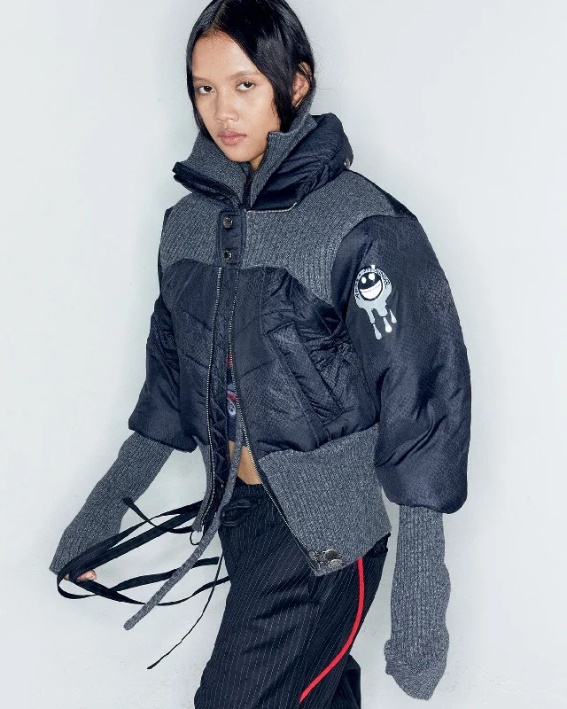 ADSB X OTTOLINGER RIB POINT PUFFER JACKET awa669w(CHARCOAL) One-Shoulder Jacket Off-the-Shoulder Jacket Asymmetrical Jacket ADSB X OTTOLINGER RIB POINT PUFFER JACKET awa669w(CHARCOAL) One-Shoulder Jacket Off-the-Shoulder Jacket Asymmetrical Jacket