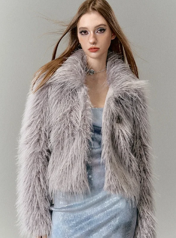 Composite Long Fur Short Jacket Print Jacket Jacquard Jacket Embroidered Jacket