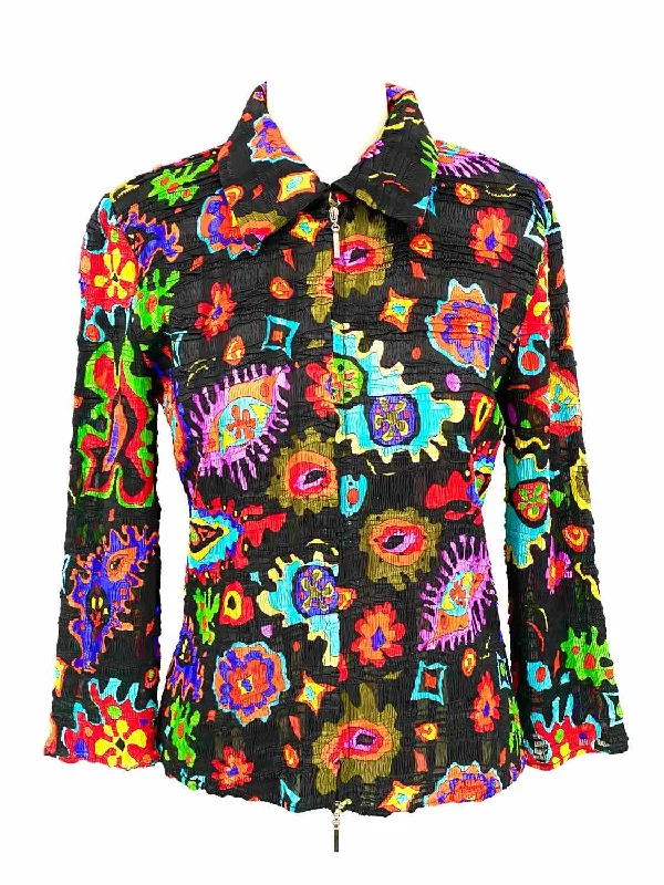 Alberto Makali Women's Multi-Color Lightweight Crinkl Zip Abstract Size M Jacket Notch Collar Peter Pan Collar Cowl Neck Alberto Makali Women's Multi-Color Lightweight Crinkl Zip Abstract Size M Jacket Notch Collar Peter Pan Collar Cowl Neck