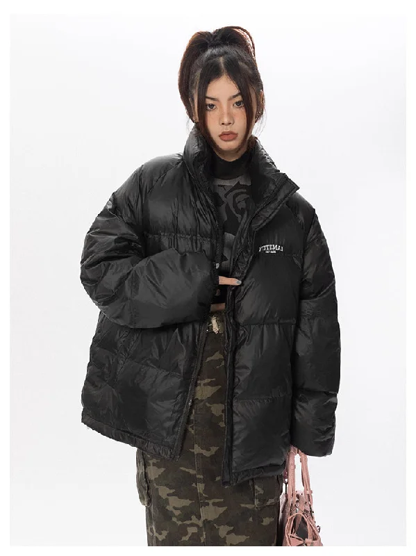 American Retro White Duck Down Jacket Quilted Jacket Puffer Jacket Insulated Jacket