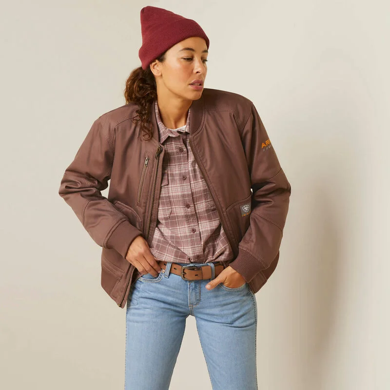 Ariat Women's Rebar Stretch Canvas Bomber Jacket Quilted Jacket Puffer Jacket Insulated Jacket