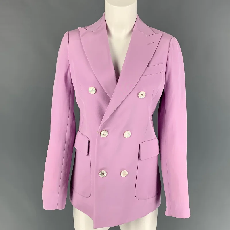 DSQUARED2 Size 4 Lavender Silk Cotton Jacket Blazer Notch Collar Jacket Peter Pan Collar Jacket Cowl Neck Jacket DSQUARED2 Size 4 Lavender Silk Cotton Jacket Blazer Notch Collar Jacket Peter Pan Collar Jacket Cowl Neck Jacket