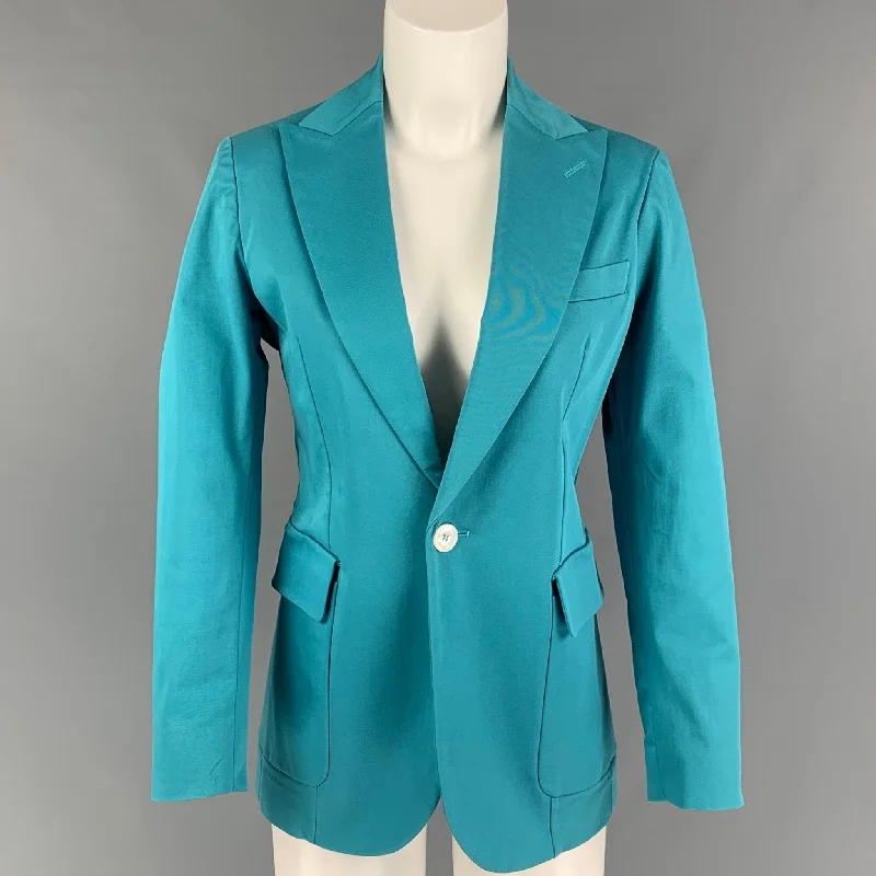 DSQUARED2 Size 8 Teal Cotton Jacket Blazer Nylon Fabric Polyester Fabric Spandex Fabric DSQUARED2 Size 8 Teal Cotton Jacket Blazer Nylon Fabric Polyester Fabric Spandex Fabric