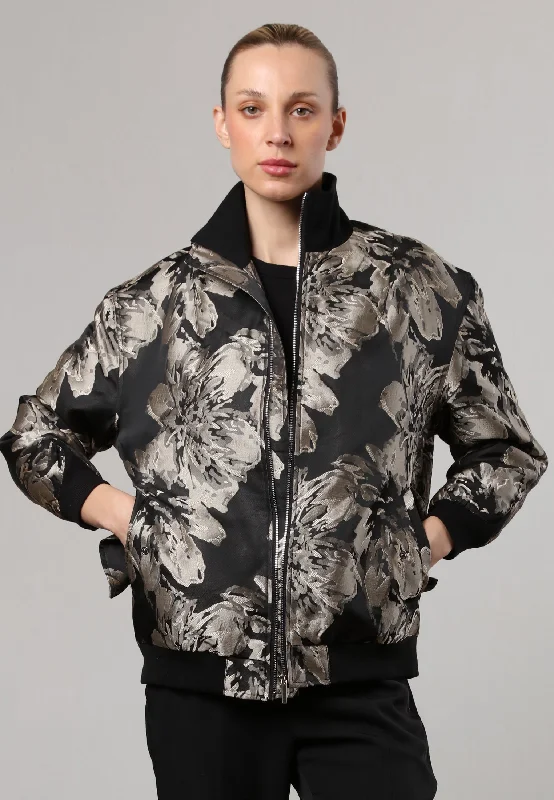 GENUINE BOMBER JACKET BLACK & STONE Collared Jacket Crew Neck Jacket Turtle Neck Jacket