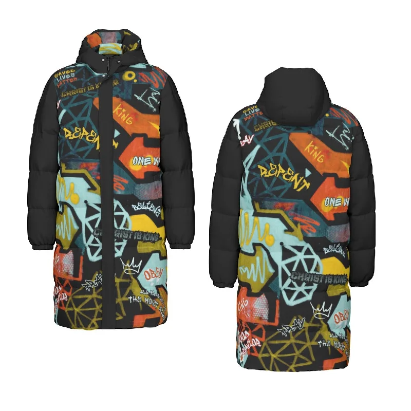 GRAFFITI GOD Long Down Jacket Faux Fur Jacket Real Fur Jacket Shearling Jacket