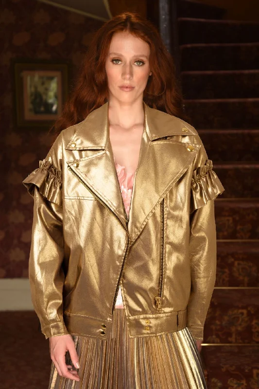 Joy Ride Jacket | Gold Satin Jacket Silk Jacket Chiffon Jacket