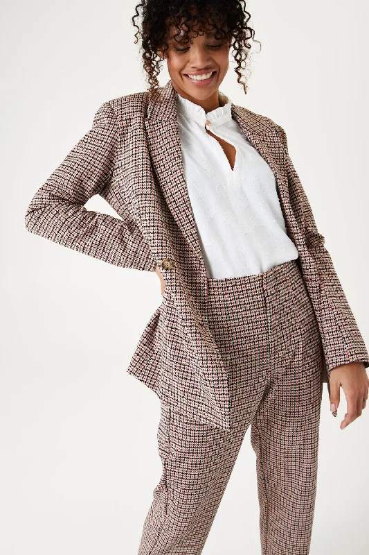 Ladies Jacket | Beige, Red and Black Welt Pockets Slit Pockets Flap Pockets