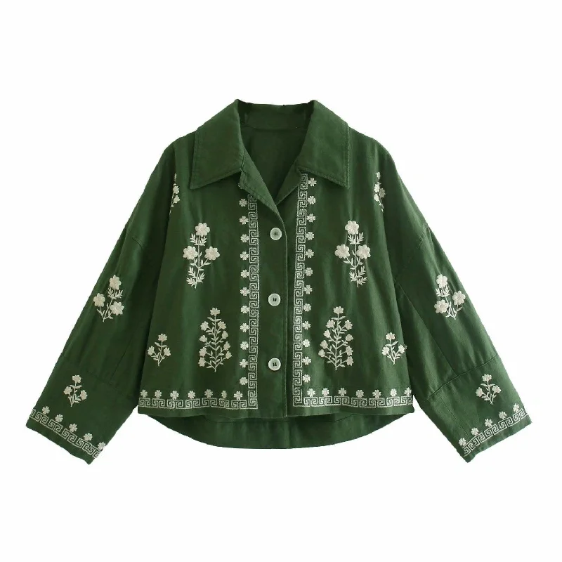 Loose Embroidered Tunic Bomber Jacket Rayon Jacket Velvet Jacket Corduroy Jacket