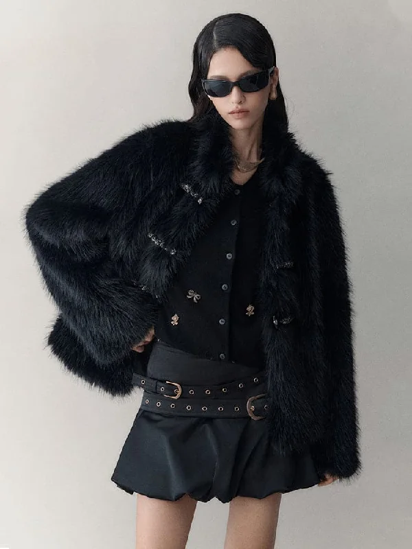 Luxury Fluffy High-End Fur Jacket Mesh Jacket Canvas Jacket Denim Jacket