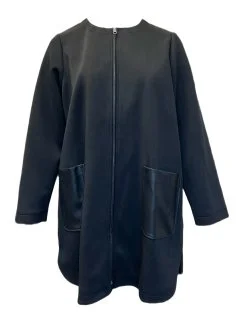 Marina Rinaldi Women's Black Oakland Zipper Closure Jacket NWT Fleece Fabric Down Fabric Feather Fabric Marina Rinaldi Women's Black Oakland Zipper Closure Jacket NWT Fleece Fabric Down Fabric Feather Fabric