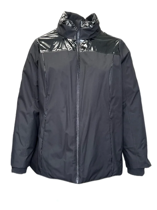 Marina Rinaldi Women's Black Palatino Quilted Jacket NWT A-Line Jacket Boat Neck Shawl Collar Marina Rinaldi Women's Black Palatino Quilted Jacket NWT A-Line Jacket Boat Neck Shawl Collar