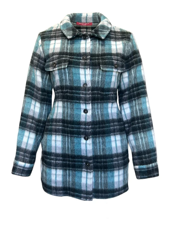 Marina Rinaldi Women's Blue Nadiabis Jacket NWT A-Line Jacket Boat Neck Shawl Collar Marina Rinaldi Women's Blue Nadiabis Jacket NWT A-Line Jacket Boat Neck Shawl Collar