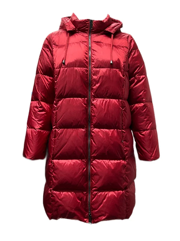 Marina Rinaldi Women's Red Pallina Hooded Quilted Jacket NWT Welt Pockets Slit Pockets Flap Pockets Marina Rinaldi Women's Red Pallina Hooded Quilted Jacket NWT Welt Pockets Slit Pockets Flap Pockets