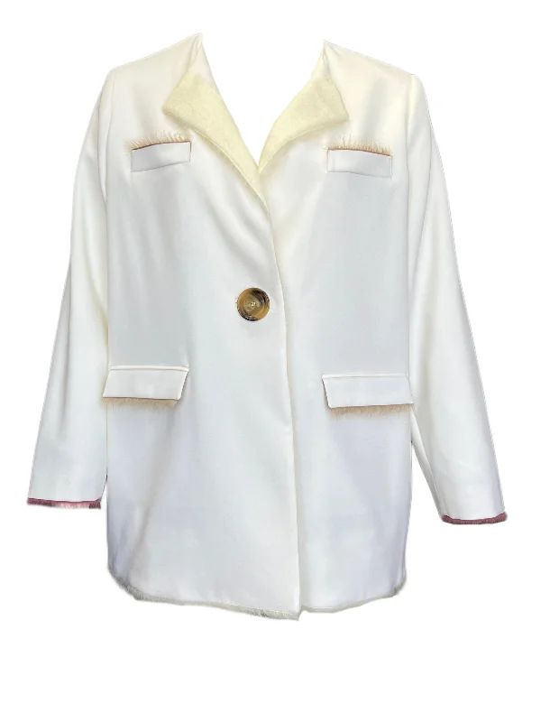 Marina Rinaldi Women's White Circe Button Down Jacket NWT Ribbed Jacket Pleated Jacket Ruffled Jacket Marina Rinaldi Women's White Circe Button Down Jacket NWT Ribbed Jacket Pleated Jacket Ruffled Jacket
