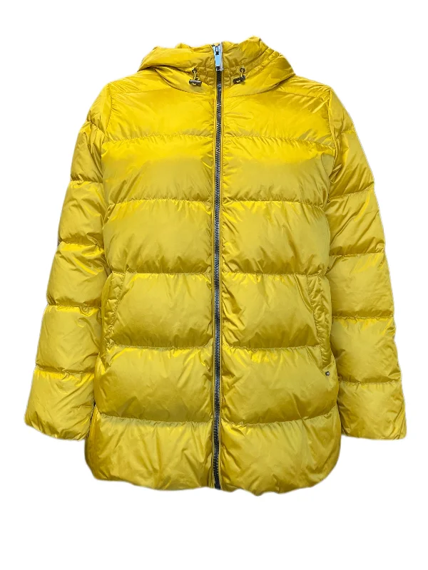 Marina Rinaldi Women's Yellow Palladio Hooded Jacket NWT Nylon Fabric Polyester Fabric Spandex Fabric Marina Rinaldi Women's Yellow Palladio Hooded Jacket NWT Nylon Fabric Polyester Fabric Spandex Fabric
