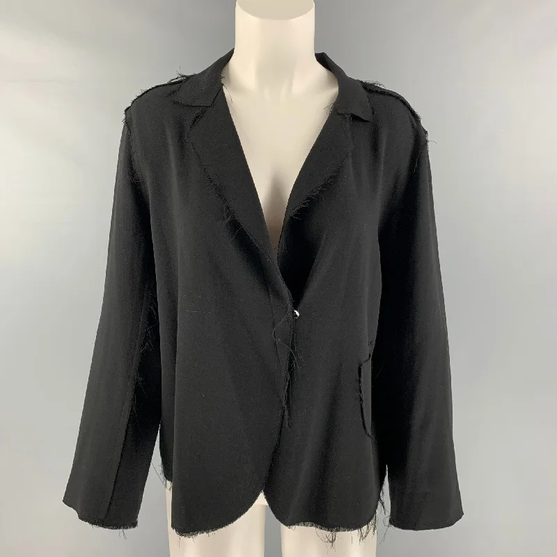 MILLER et BERTAUX Size 2 Black Wool Jacket Mesh Jacket Canvas Jacket Denim Jacket