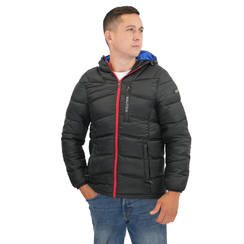 Nautica Mens Performance N83 Hooded Puffer Jacket Black Satin Fabric Silk Fabric Chiffon Fabric Nautica Mens Performance N83 Hooded Puffer Jacket Black Satin Fabric Silk Fabric Chiffon Fabric