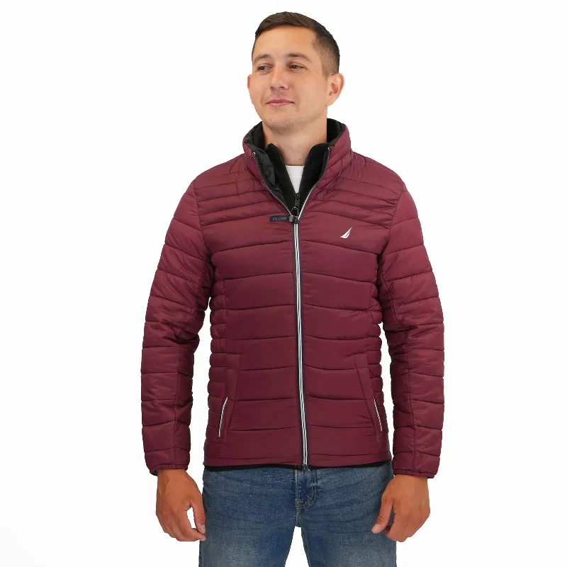 Nautica Performance Double Zip Puffer Jacket Burgundy Notch Collar Peter Pan Collar Cowl Neck Nautica Performance Double Zip Puffer Jacket Burgundy Notch Collar Peter Pan Collar Cowl Neck