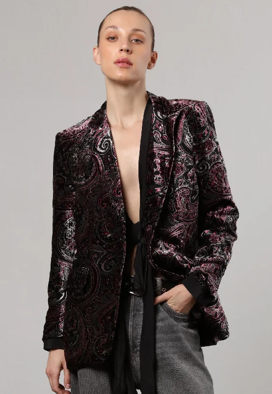 OBERON JACKET PAISLEY Boat Neck Shawl Collar Notched Collar