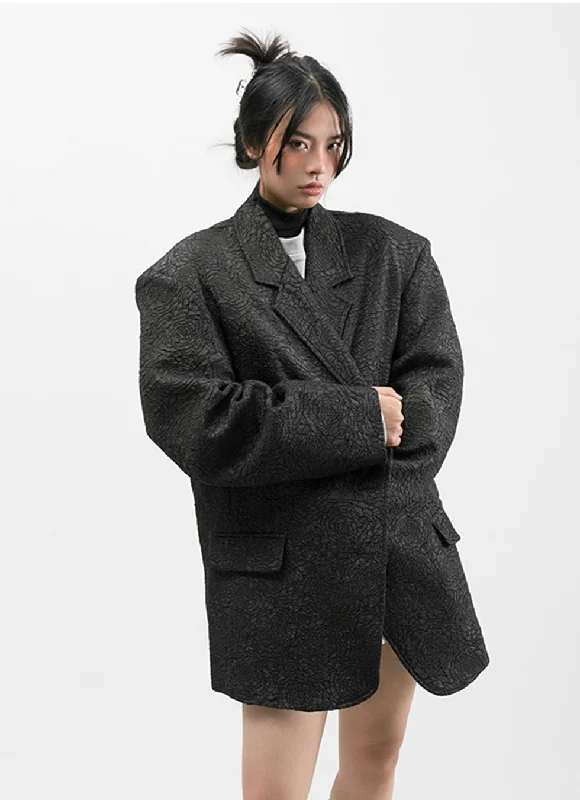 Oversized Dimensional Print Jacket Insulated Jacket Fitted Jacket Loose Jacket