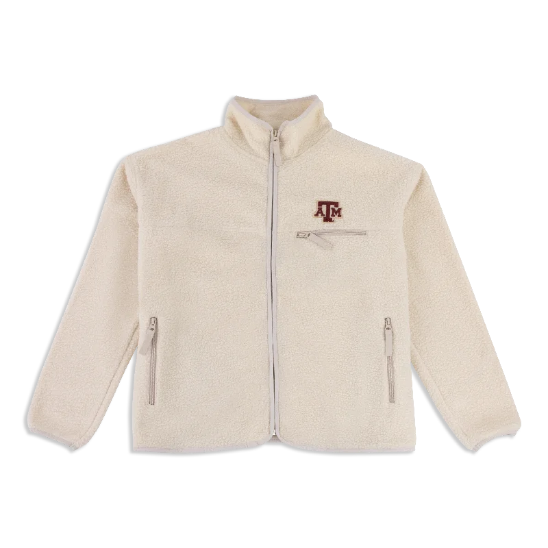 Texas A&M Sherpa Paige Fleece Full Zip Jacket Front Pockets Side Pockets Patch Pockets Texas A&M Sherpa Paige Fleece Full Zip Jacket Front Pockets Side Pockets Patch Pockets