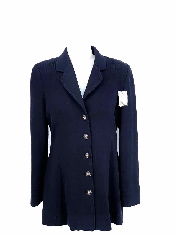 ST. JOHN COLLECTION Women's Navy Button Down Santana Knit Size 6 Jacket Rayon Jacket Velvet Jacket Corduroy Jacket ST. JOHN COLLECTION Women's Navy Button Down Santana Knit Size 6 Jacket Rayon Jacket Velvet Jacket Corduroy Jacket