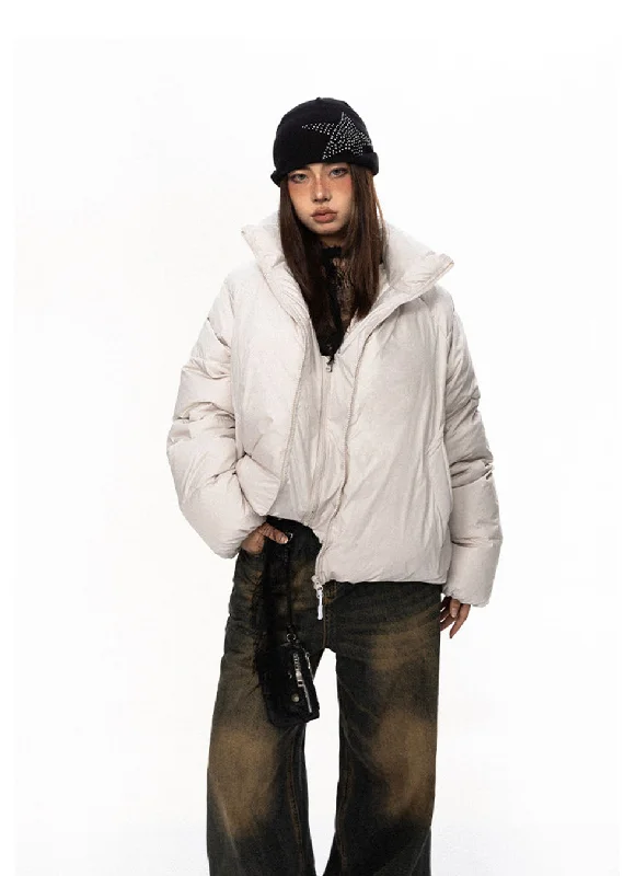 Stand Collar Down Jacket Cotton Fabric Linen Fabric Terry Fabric