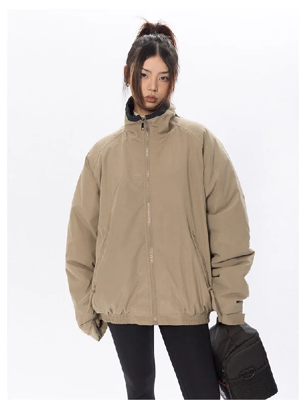 Stand-Up Collar Cotton Jacket Knit Fabric Woven Fabric Fleece Fabric