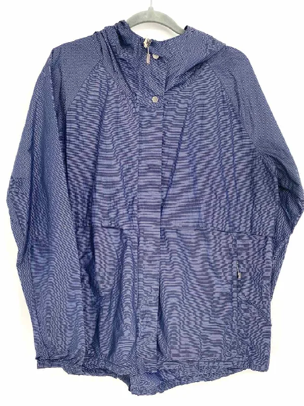 TOAD & CO. Women's Blue Windbreaker Hooded Stripe Size L Jacket Zippered Jacket Buttoned Jacket Snapped Jacket TOAD & CO. Women's Blue Windbreaker Hooded Stripe Size L Jacket Zippered Jacket Buttoned Jacket Snapped Jacket