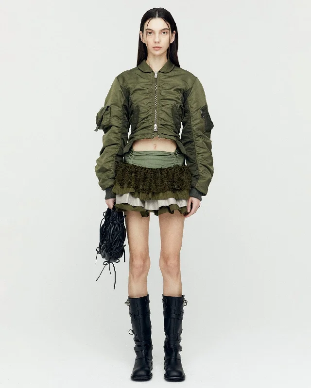 VITALINA LACE-UP BOMBER JACKET awa652w(KHAKI) Anorak Shell Jacket Lightweight Jacket VITALINA LACE-UP BOMBER JACKET awa652w(KHAKI) Anorak Shell Jacket Lightweight Jacket