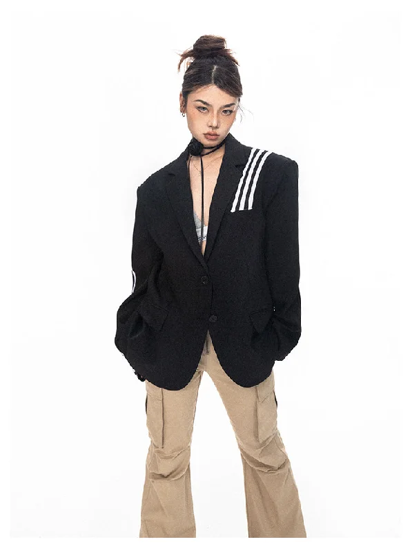 Webbing Embroidered Logo Suit Jacket Denim Fabric Leather Fabric Suede Fabric