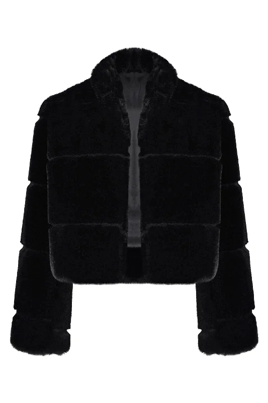 Husk DANIKA JACKET - Black Wool Fabric Cashmere Fabric Tweed Fabric