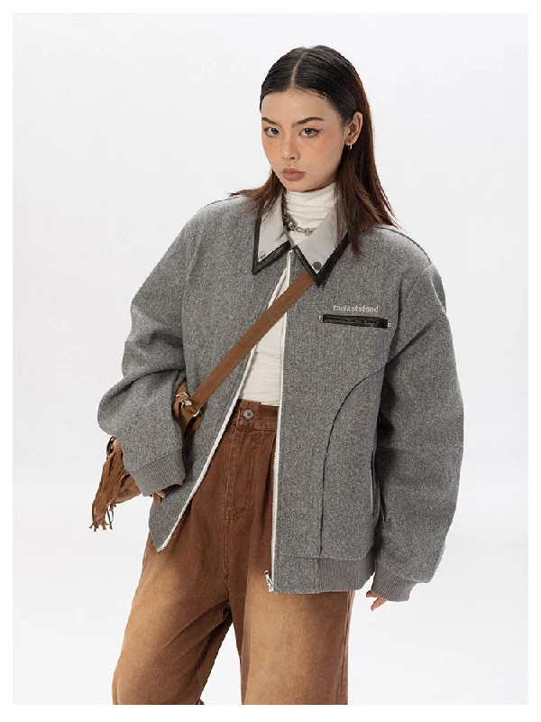 Wide Shoulder Tweed Jacket Mesh Jacket Canvas Jacket Denim Jacket