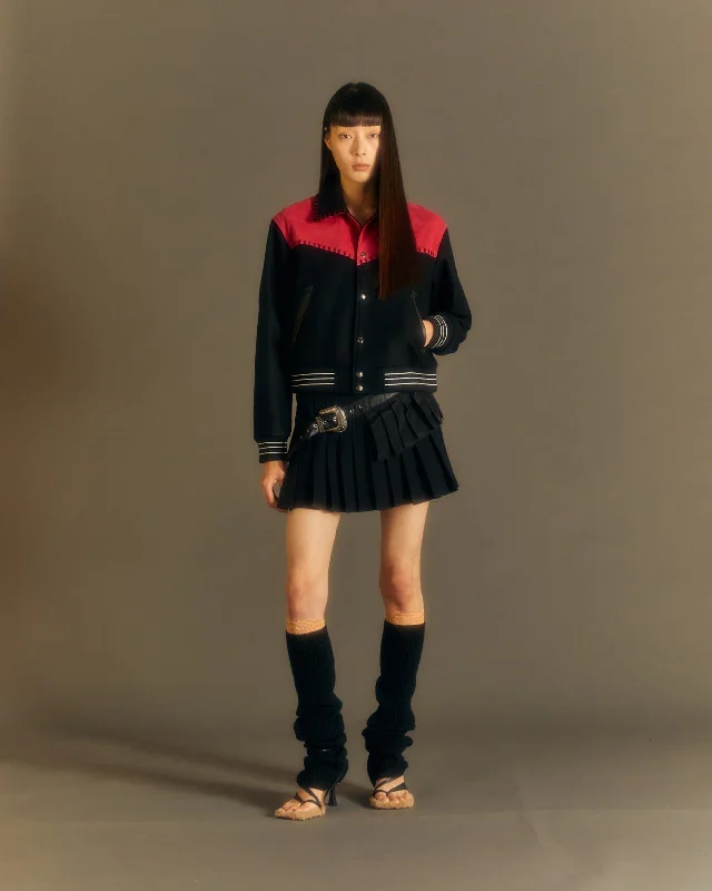 (WOMEN) NEW MARGO WESTERN VARSITY JACKET awa550w(MAGENTA) Wool Jacket Cashmere Jacket Tweed Jacket (WOMEN) NEW MARGO WESTERN VARSITY JACKET awa550w(MAGENTA) Wool Jacket Cashmere Jacket Tweed Jacket