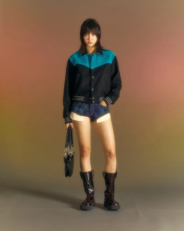 (WOMEN) NEW MARGO WESTERN VARSITY JACKET awa550w(TEAL BLUE) One-Shoulder Jacket Off-the-Shoulder Jacket Asymmetrical Jacket (WOMEN) NEW MARGO WESTERN VARSITY JACKET awa550w(TEAL BLUE) One-Shoulder Jacket Off-the-Shoulder Jacket Asymmetrical Jacket