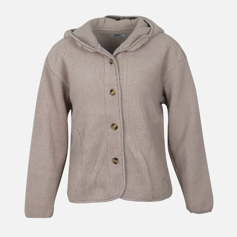 WOMEN SHERPA HOODED JACKET Fitted Jacket Loose Jacket Oversized Jacket