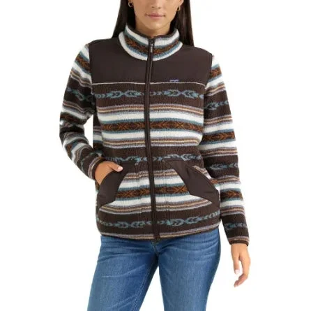 Women's Wrangler Retro Full Zip Sherpa Jacket - Chocolate and Steel Blue Lace Jacket Ribbed Jacket Sequined Jacket Women's Wrangler Retro Full Zip Sherpa Jacket - Chocolate and Steel Blue Lace Jacket Ribbed Jacket Sequined Jacket