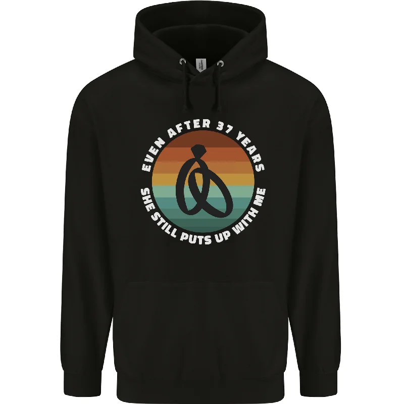 37 Year Wedding Anniversary 37th Marriage Mens 80% Cotton Hoodie Hoodie with Mock Neck Collared Structured 37 Year Wedding Anniversary 37th Marriage Mens 80% Cotton Hoodie Hoodie with Mock Neck Collared Structured