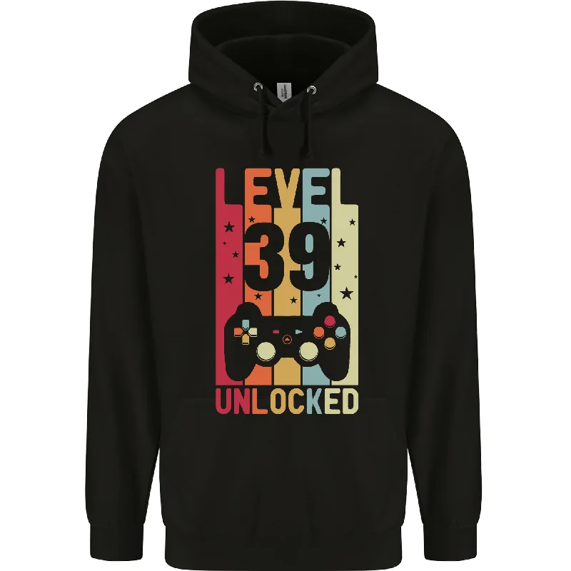 39th Birthday 39 Year Old Level Up Gaming Mens 80% Cotton Hoodie Hoodie with Ribbed Hem Stretchable Secure 39th Birthday 39 Year Old Level Up Gaming Mens 80% Cotton Hoodie Hoodie with Ribbed Hem Stretchable Secure