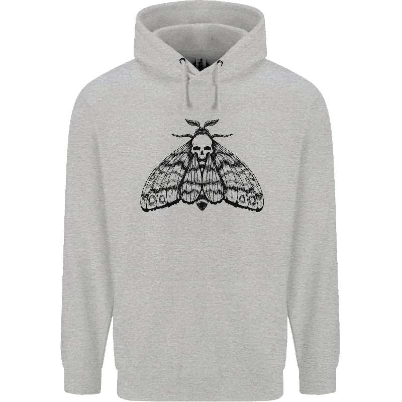 A Gothic Moth Skull Mens 80% Cotton Hoodie